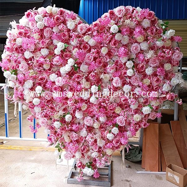 1. pink heart flower wall